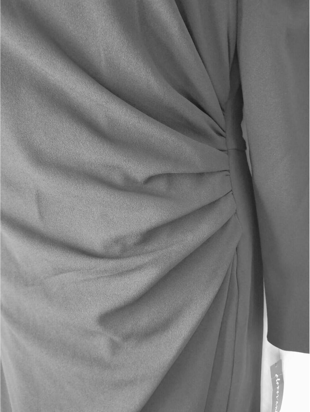 Clover & Sloane Blk Long Sleeve Mock Neck Side Ruched Asym Hem Women's Dress 10 - Picture 9 of 9